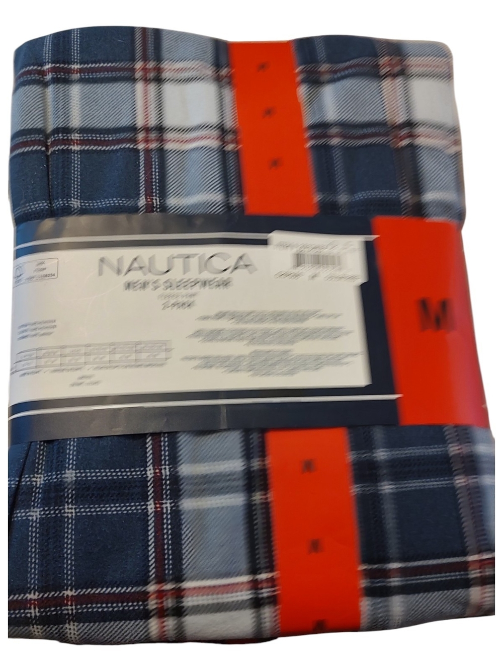 Nautica Men's Red and Navy Plaid Fleece Sleep Pants - Pack of 2 - Picture 2 of 2